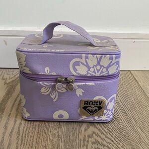 Roxy Purple Floral Travel Cosmetic Zipper Luggage Case